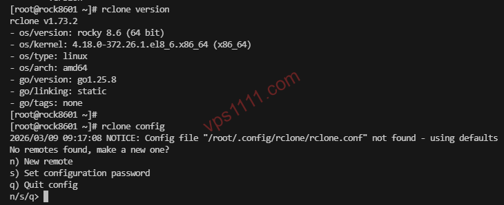 Rclone 配置 Google Drive 或 OneDrive 授权交互式终端截图