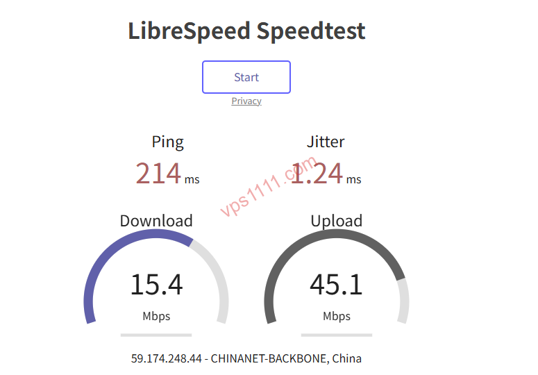 Librespeed 跨洋线路真实测速结果，展示 163 骨干网高延迟与下载瓶颈