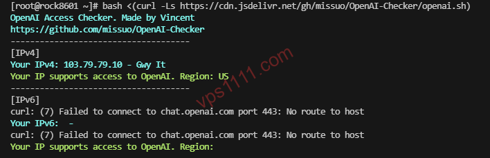OpenAI ChatGPT 接口连通性检测脚本运行结果截图