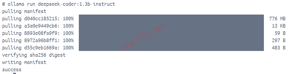 VPS也能跑大模型?如何在低配机器上部署 Ollama + DeepSeek实现私有AI 在 Linux VPS 终端执行 ollama run 命令,自动拉取并加载 DeepSeek 1.3B 量化大语言模型的真实过程。